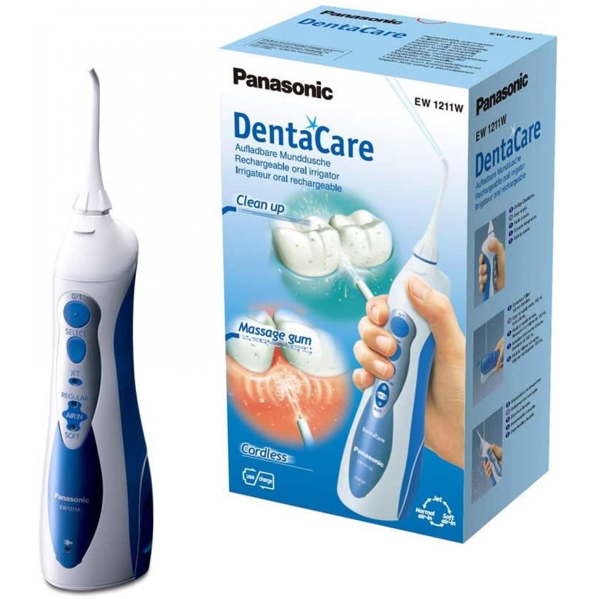 Rechargeable Oral Irrigator Panasonic DentaCare EW 1211 W White / Blue