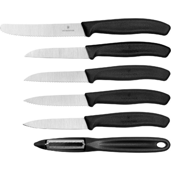 Victorinox Swiss Classic veget Σετ Μαχαίρια Κουζίνας και Αποφλοιωτής 6pcs, Black