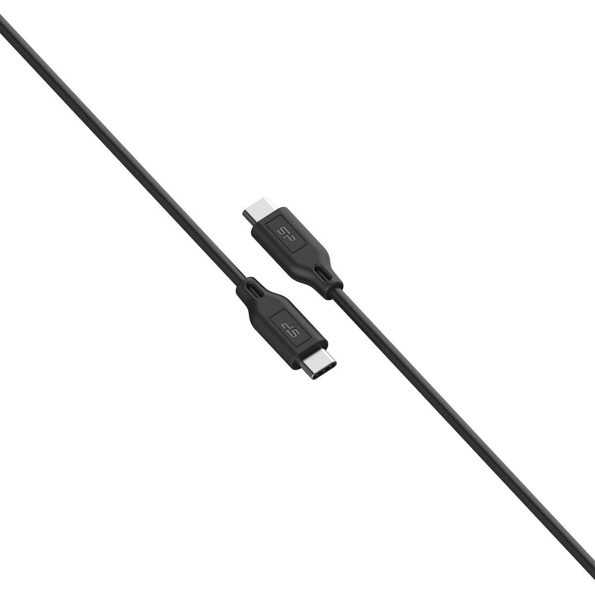 Silicon Power USB 2.0 Cable USB-C male - USB-C male Μαύρο 1m (SP1M0ASYLK15CC1K)