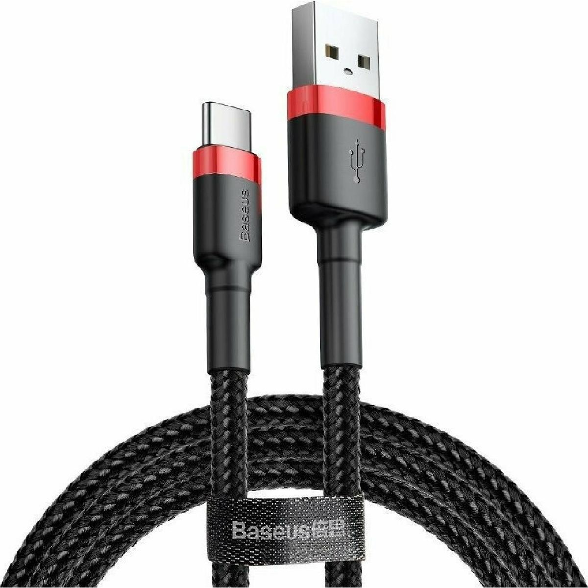 Baseus Cafule Braided USB 2.0 Cable USB-C male - USB-A male Μαύρο 2m (CATKLF-C91)