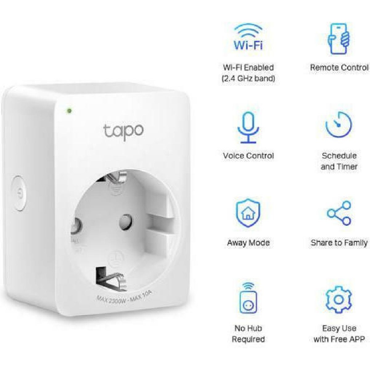 Tp-Link Tapo P100 Ver 2.20 mini Smart Wifi Plug 2 pieces white