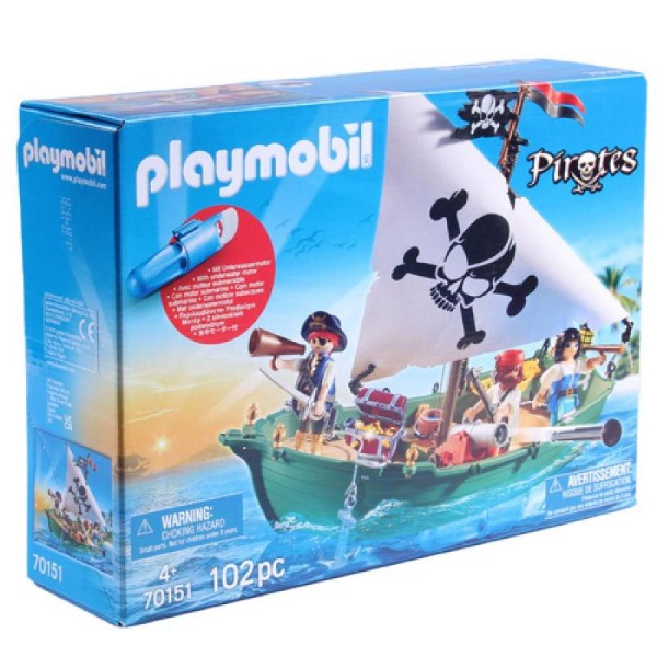 Playmobil Pirates Πειρατικό Πλοιάριο με Υποβρύχιο Μοτέρ (70151)