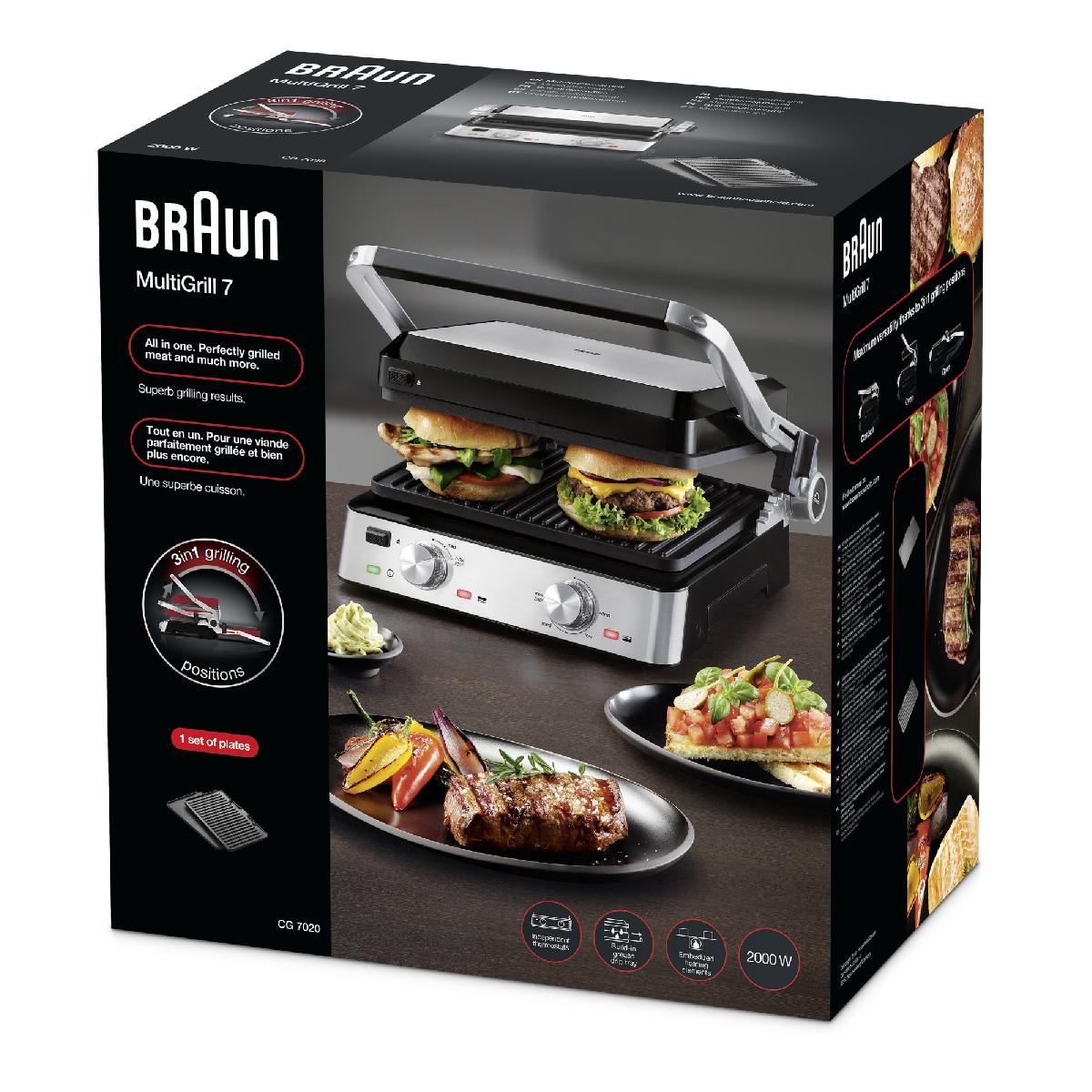 Braun CG7020 MultiGrill 7  Τοστιέρα Γκριλιέρα 2000 watt Black/Stainless steel