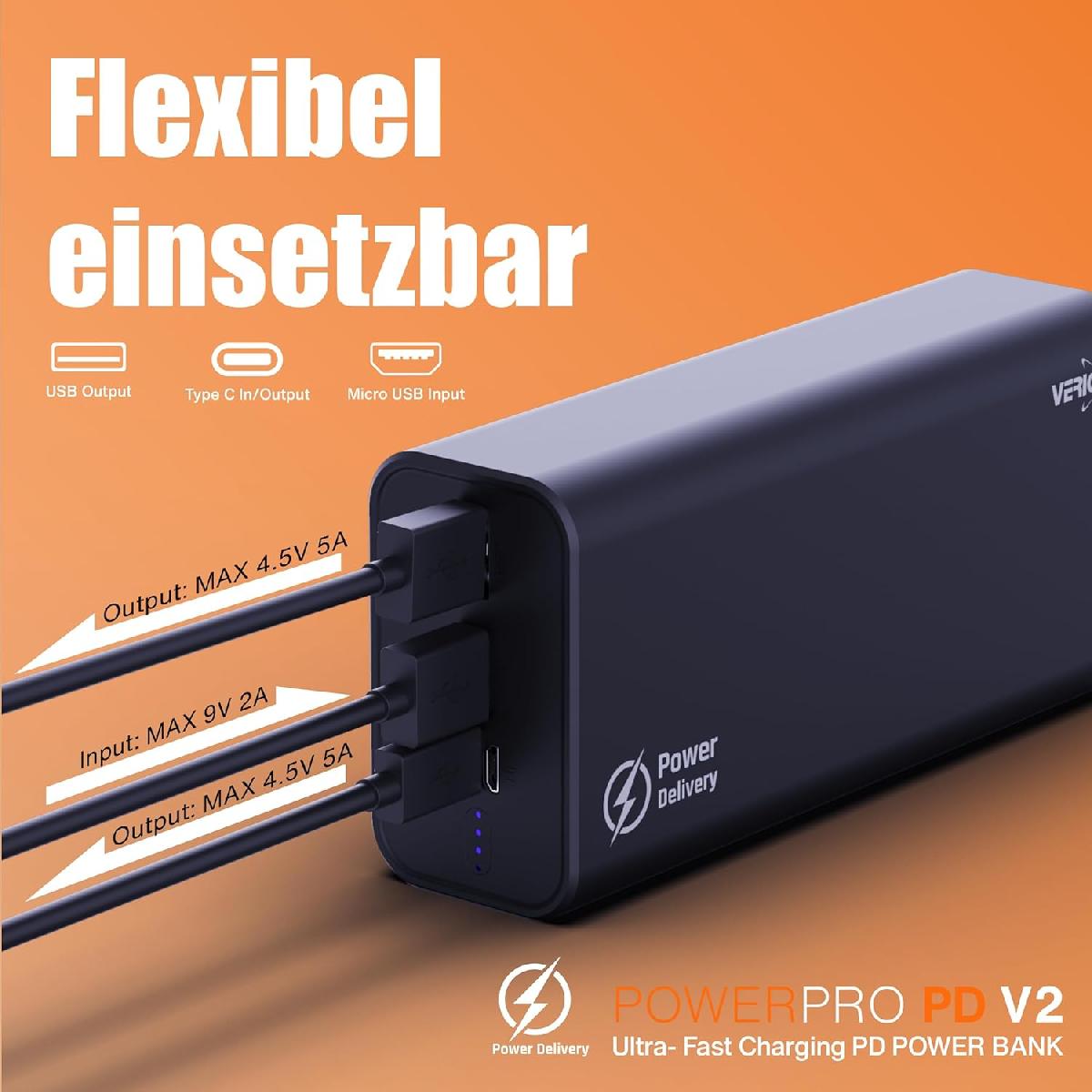 Verico Power Pro PD V2 Powerbank 30.000mAh black