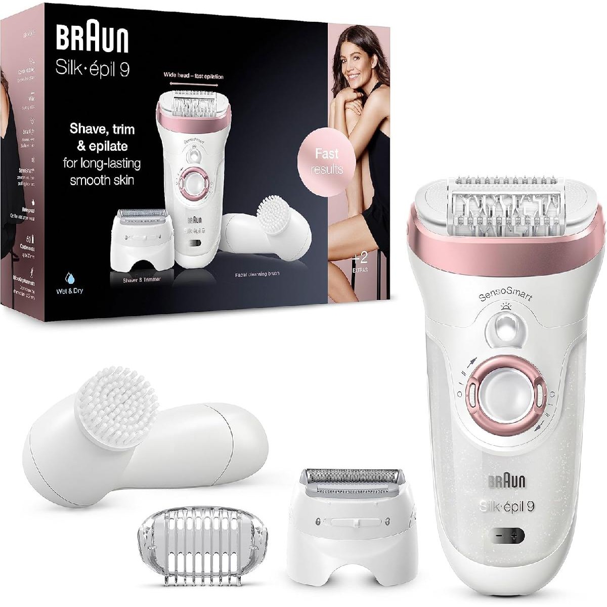 Braun 9-855 Silk-epil 9 epilator SensoSmart white pink