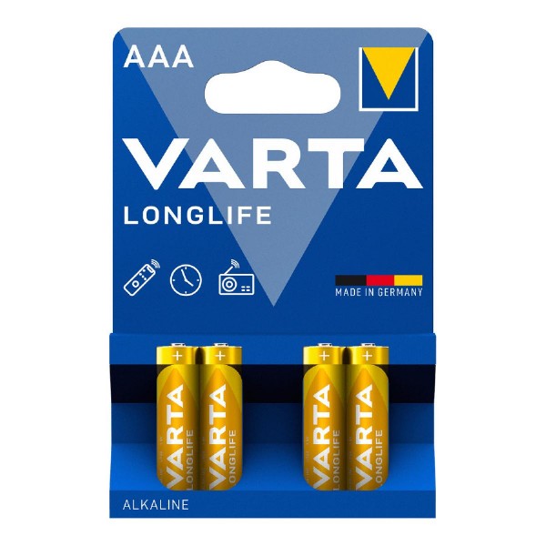 Varta LONGLIFE Battery Alkaline Micro AAA LR03 1.5V 4-pack
