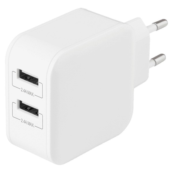 Deltaco USB-AC175 charger 24 watt 2x USB 4.8A white