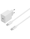 Deltaco USBC-AC146 PD charger 20 watt USB-C+USB-C cable 1m white