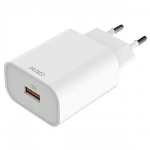 Deltaco USB-AC182 USB wall charger, 1x USB-A, fast charging 18 watt white