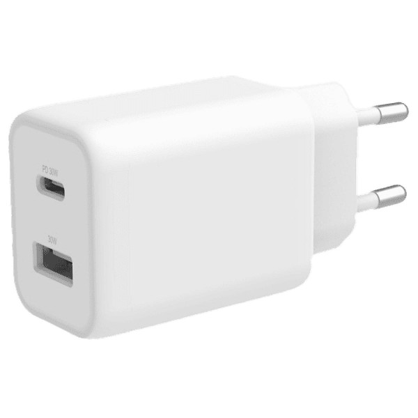 Deltaco USBC-AC145 Wall Charger 1x USB-A 18W, 1x Type C PD 30W white