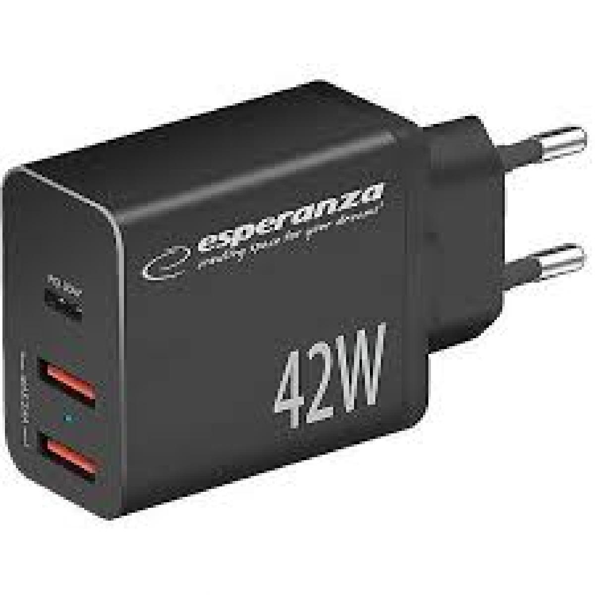 Esperanza EZC106K Γρήγορος φορτιστής 42W USB TYPE C 30W + 2xUSB A