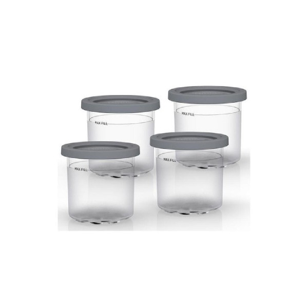 NINJA Dessert Tubs & Lids  4 plastic pieces compatible with CREAMi NC300EU 473 ml (XSK4PINTEUUK)