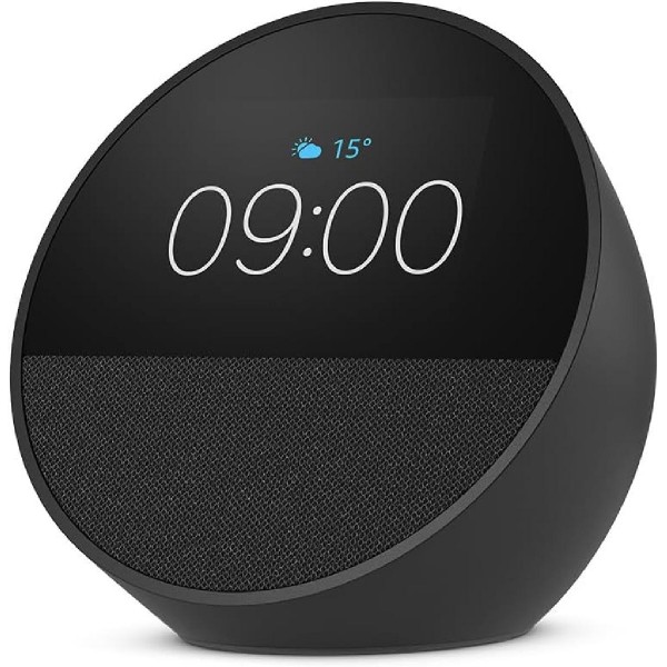 Amazon Echo Spot (2024) Smart alarm clock  with Alexa, Black (B0C2S2J7JP)