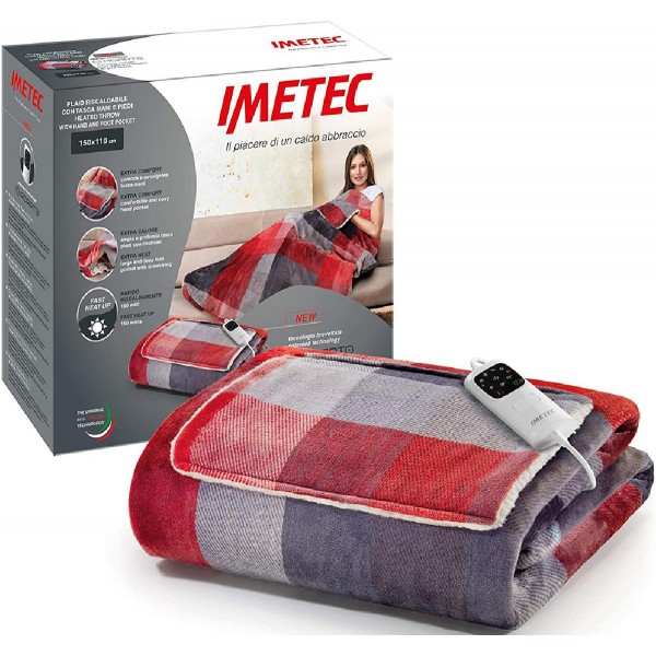 Imetec Adapto Velvet Tartan Ημίδιπλη Ηλεκτρική Κουβέρτα με θήκες για χέρια και πόδια 150 watt 150x110εκ.(16777)