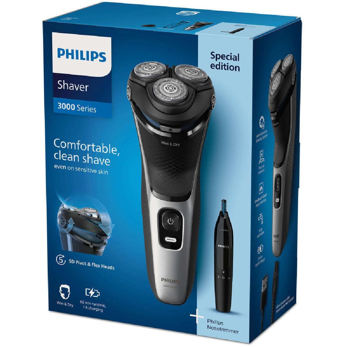 Philips S3143/02 series 3 special edition Ξυριστική Μηχανή Προσώπου + philips nose trimmer