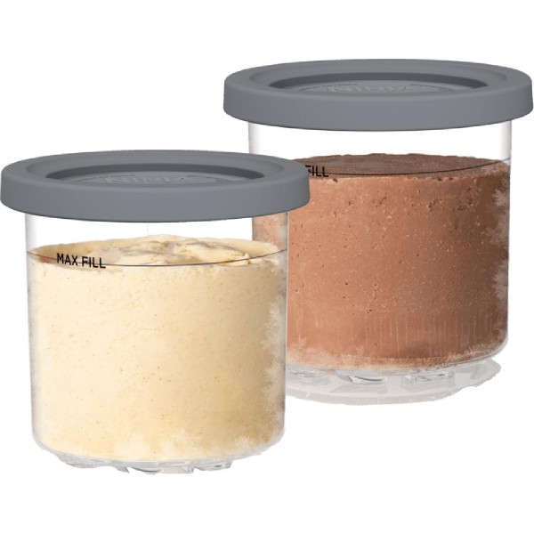 NINJA Dessert Tubs & Lids 2 plastic pieces compatible with CREAMi DELUXE NC300EU 470 ml (4437KU300EUUK)