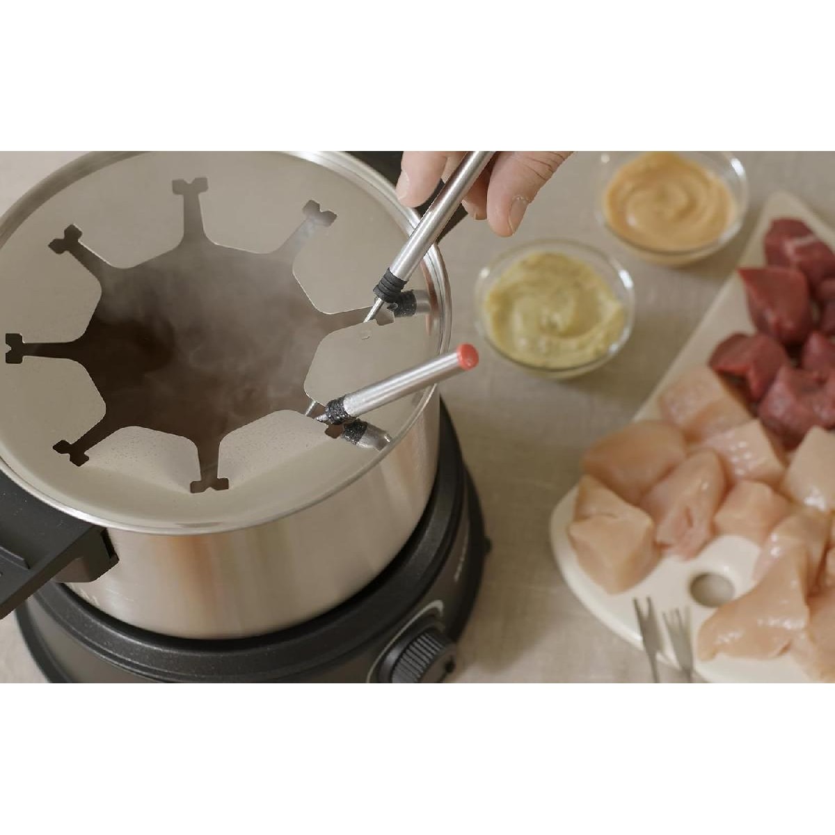 Severin FO 2470 Fondue Set with 8 Colour Forks 1500watt Stainless Steel