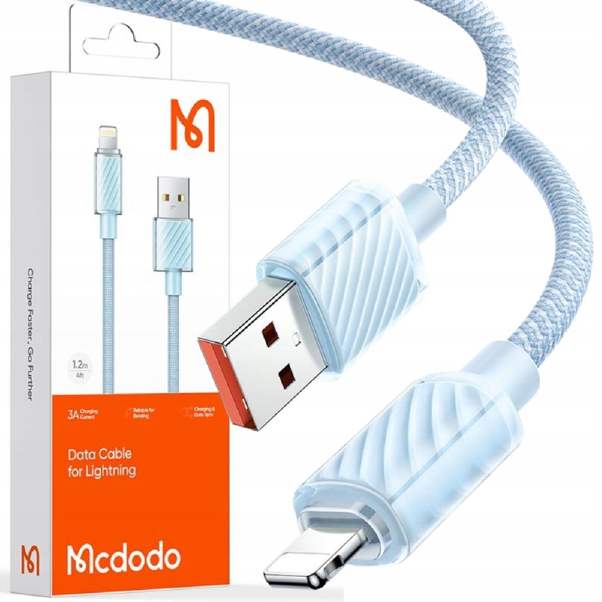 Mcdodo CA-3641 USB-A to Lightning Transparent Data Cable  1.2m blue