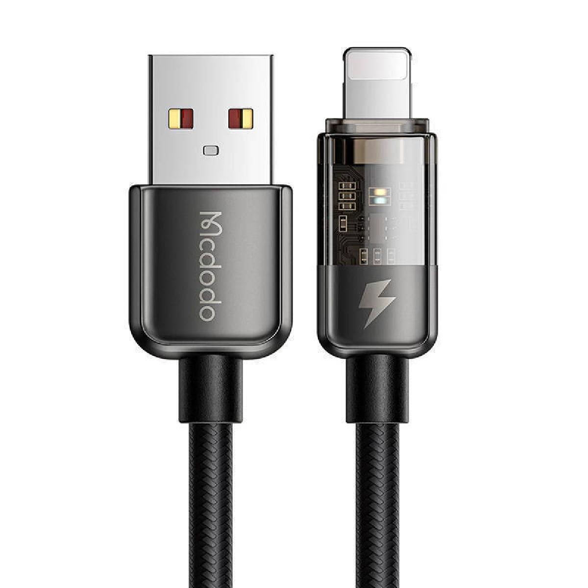 Mcdodo CA-3140 Auto Power Off USB-A to Lightning Transparent Data Cable 1.2m black