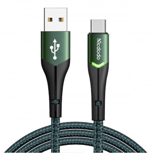 Mcdodo CA-7961 USB-A to Type-C Data Cable with Switching LED 1m green