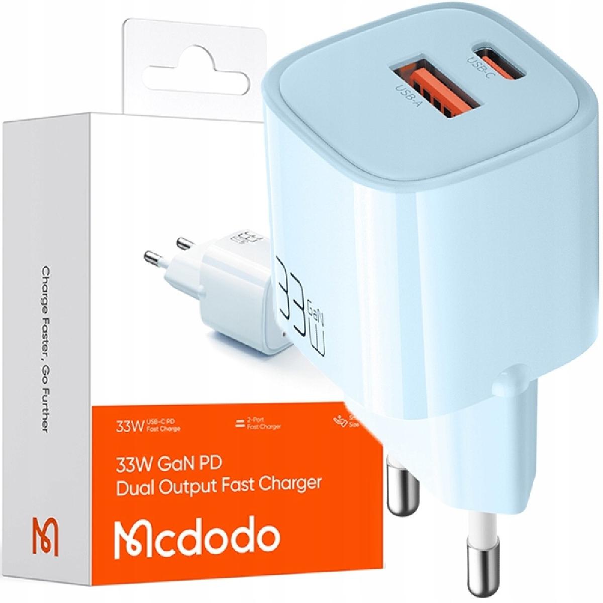 Mcdodo CH-0154 33 watt USB-A +USB-C GAN Fast Charger (EU) blue