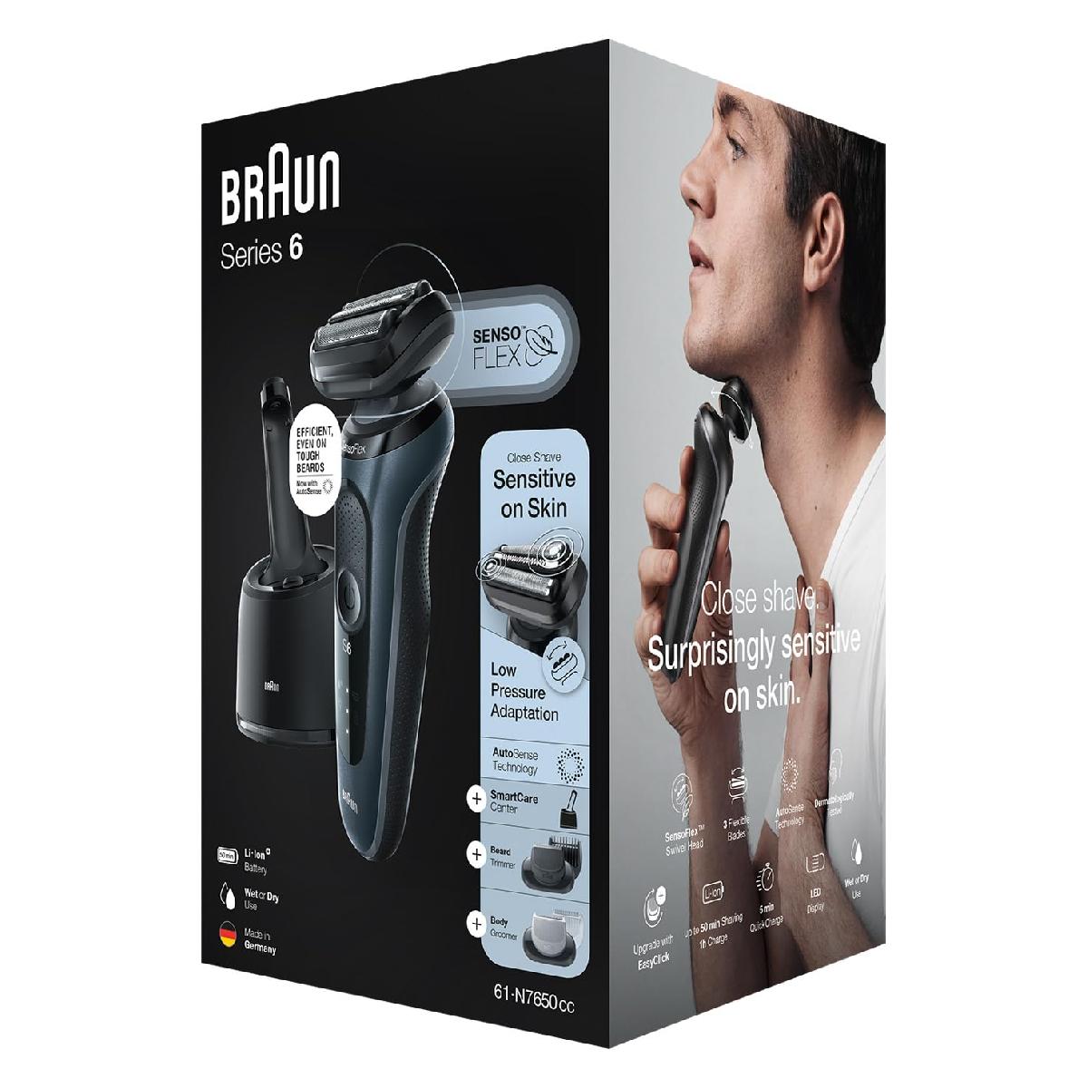 Braun Series 6 61-N7650cc Wet and Dry Shaver with Smartcare Center  black