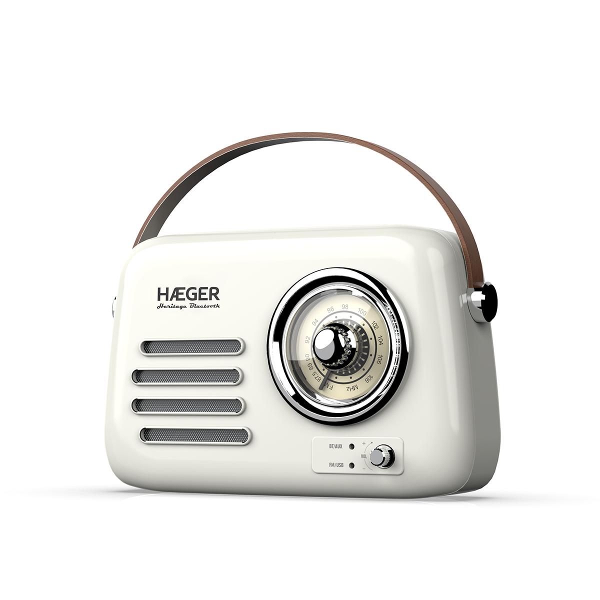 Haeger RB-CRE.003A Retro Bluetooth Vintage FM Radio with Bluetooth Speaker Cream